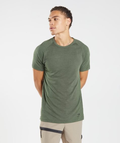 Men's Gymshark Retake Seamless T-Shirts Olive | CA D7651N